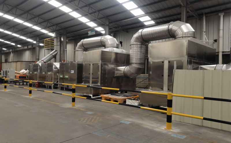 两级气旋塔+干式过滤+两级活性炭